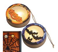 Luz de murciélago de Halloween - Luz nocturna de Halloween | Accesorios de casa embrujada | - 2 piezas de decoración de murciélago LED de madera, decoración de Hallowen que funciona con pilas para el