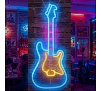 Luz de neón de guitarra eléctrica, letrero de neón de guitarra, decoración de pared LED con alimentación USB (cable de 6.5 pies), luz regulable, decoración estética para cueva de hombre, dormitorio