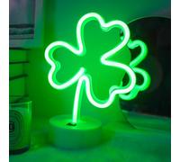 Luz de neón de trébol de buena suerte, luz nocturna de dormitorio, señales de luz LED alimentadas por batería/USB, decoración de luz para Navidad, fiesta de cumpleaños, dormitorio, lámpara de mesa