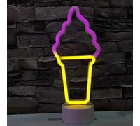 Luz de Neón Helado en una Copa Luz de Noche con Base Luz LED de NEÓN Lámpara de Mesa con Soporte de Batería Lámpara de Signo Luminoso Decoración Habitación de Niños Sala de Estar Fiesta Navidad