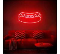 Luz de neón LED Letrero luminoso de neón perrito caliente con ambiente relajante, brillo ajustable, luces pared(A)