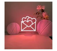 Luz de neón Letrero luminoso para rosa neón con forma de sobre amor, para ideal para una habitación, tienda, 25 cm x 30