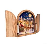 Luz de nieve 3D alimentada por USB 14.6x12.7cm Decoración de pared | Diseño de paisaje de nieve 3D, ambiente cálido y brillante, alimentado por USB, marco de madera, centro de mesa de vacaciones