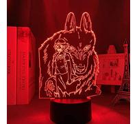 Luz de noche 3D ilusión de anime japonés lámpara de decoración Led luz Led princesa Mononoke para decoración de dormitorio de niños regalo de cumpleaños 16 colores