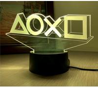 Luz de Noche 3D, Lámpara de Estado de ánimo Táctil de Ilusión Óptico LED. Regalos de Juguete de para Niños Niñas Hombres, 7 Colores que Cambian (ICONOS MANDO PLAYSTATION)
