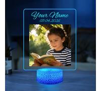 Luz de noche de acrílico de color personalizada con nombre y foto, luz de noche de escritorio alimentada por USB o batería, luz decorativa de habitación que cambia de siete colores.