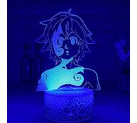 Luz de noche de anime 3D para niños Manga japonesa Los siete pecados capitales Lámpara de figura de ilusión 3D Meliodas Luz de noche de anime para la decoración del dormitorio del hogar