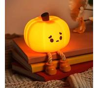 Luz de noche de calabaza con sonrisa traviesa, luz de noche de vivero de silicona atenuable para niños, linda lámpara de sensor de toque de calabaza LED, lámpara táctil recargable de cabecera B
