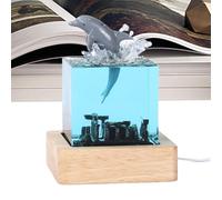 Luz de noche de mar LED, lámpara de mesa de jorobada de resina - Lámpara de mesa de resina con paisaje marino - Lámpara de buceo en aguas profundas con carga USB para sala de estar, sala universitaria