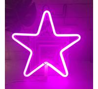 Luz de Noche de Neón, Letreros de Neón LED Luz Nocturna Estrella Luces de Neón Luz de Neón Batería Operada por USB (Rosa)