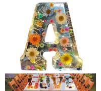 Luz de Noche de Resina Floral, luz de Noche de Resina con 26 Letras Florales, luz de Noche Floral Hecha a Mano, para Madre Esposa, lámpara de Letras Creativa con Nombre Personalizado (A)