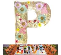 Luz de Noche de Resina Floral, luz de Noche de Resina con 26 Letras Florales, luz de Noche Floral Hecha a Mano, para Madre Esposa, lámpara de Letras Creativa con Nombre Personalizado (P)