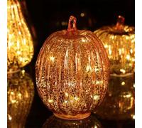 Luz de noche genérica,Luz de calabaza de cristal de mercurio con luces y temporizadores para decoración de mesa, Halloween, Acción de Gracias, otoño. (1 unidad)
