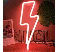 Luz de noche LED de neón, Letreros de neón en forma de rayo Luz de noche decorativa de pared Batería y USB alimentado para decoración del hogar (rojo)