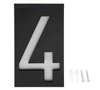 Luz de número de casa solar LED Placa de puerta Luz de dirección de la puerta Letrero de dirección LED iluminado Placa exterior para el hogar(number 4)