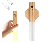 Luz de pared de Madera, luz Nocturna Interior con Sensor de Movimiento, luces de pared Magnéticas Recargables con Interruptor para Dormitorio, Pasillo, Escalera (Madera de Fresno)