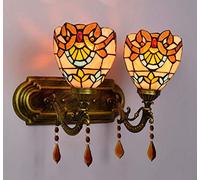 Luz De Pared Del Corredor De Barroco Retro Barroque Aisillo De Vidrieras Hechas A Mano De Estilo Tiffany Para Apliques De Pared De La Cama Del Dormitorio Con Pantalla De Lámpara De 6 Pulgadas, E27