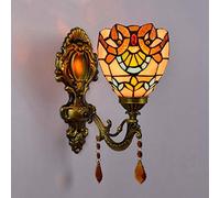 Luz De Pared Del Corredor De Barroco Retro Barroque Aisillo De Vidrieras Hechas A Mano De Estilo Tiffany Para Apliques De Pared De La Cama Del Dormitorio Con Pantalla De Lámpara De 6 Pulgadas, E27
