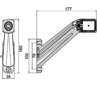 HELLA 2XS 011 744-041 Luz de gálibo - LED - 12/24V - Cable: 3000mm - Conector: Conector hembra plano - 2polos - derecha/Montaje lateral ext.