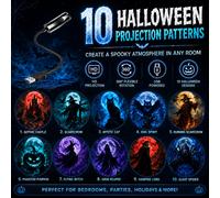 Luz de proyector con temática de Halloween, que varios patrones como cabezas de calabaza, , brujas y , adecuada para usar como decorativa de noche en el dormitorio