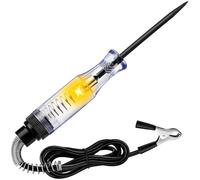 Luz de prueba automotriz, probador de circuitos 6V-12V-24V DC pluma de prueba eléctrica para coche con clip de cocodrilo y sonda de acero larga, probador de fusibles de voltaje de continuidad para