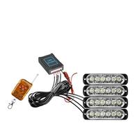 Luz de rejilla delantera de coche, luz estroboscópica de policía ámbar, Control inalámbrico remoto de emergencia, señal de Flash, faro de bombero, lámpara de advertencia de 12V 24V(Yellow White)