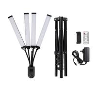 Luz de relleno de 4 brazos, cuello de cisne flexible, 3 modos de iluminación, brillo ajustable, pantalla