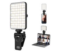 Luz de selfie recargable y clip de luz para teléfono, 3 modos, brillo regulable, luz de video de relleno para impresionantes selfies, maquillaje, TikTok y transmisión en vivo (negro)