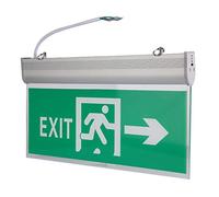 Luz de Señal de Emergencia LED, Señal de Iluminación de Salida de Emergencia Verde, Luz Indicadora de Evacuación de Seguridad Automática para Lugares de Entretenimiento Supermercados, hoteles(Derecho)