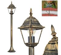 Luz de sendero para exteriores Naofe, luz de sendero de metal/cristal en marrón-dorado/claro, altura 104 cm IP44, 1 x E27, sin bombillas