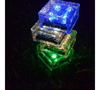 Luz de suelo cuadrada de vidrio alimentada por energía solar para jardín, patio y patio, paquete de 4, 3.85 pulgadas, LED cálido/blanco/de color, operación automática del atardecer al amanecer (luz de