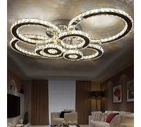Luz De Techo Cristal LED Moderno 8-Anillo Plafón Acero Inoxidable 62W Comedor Lámpara Suspensión Dormitorio Sala Estar Habitación Villa Arañas Cocina Iluminación Colgante Oficinas Pendiente,6500k