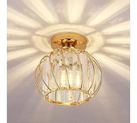 Luz de Techo de Cristal, Mini Luz Araña de Cristal, Moderna E27 Lámpara de techo Metal Redonda Moderna Semi Empotrado Iluminación para Porche, Dormitorio, Sala de estar, Cocina, Comedor, corredor