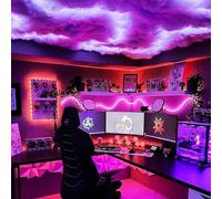 Luz de techo LED con forma de nube esponjosa, luz nocturna forma nube 3D control por aplicación, sincronización música, control por voz y control remoto, luz pared forma nube RGB,65ft/20m