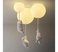 Luz de techo LED de globo creativo con colgante de oso polar Lámpara de techo de habitación de niños de dibujos animados encantadores, araña decorativa para dormitorio, habitación de niños