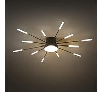 Luz de techo LED moderna 12 + 1 cabezas Candelabros negros semiempotrados Iluminación de techo para dormitorio Sala de estar Cocina Comedor Restaurante