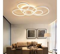 Luz de techo LED moderna, lámpara de techo de control remoto, luces colgantes de techo de lámpara, geometría de oro redondo y montura de descarga de pescado blanco compatible con dormitorio de sala