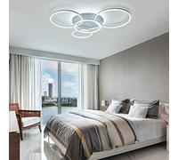 Luz de techo LED moderna, lámpara de techo de control remoto, luces colgantes de techo de lámpara, geometría de oro redondo y montura de descarga de pescado blanco compatible con dormitorio de sala