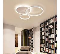 Luz de techo LED moderna, lámpara de techo de control remoto, luces colgantes de techo de lámpara, geometría de oro redondo y montura de descarga de pescado blanco compatible con dormitorio de sala de