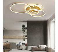 Luz de techo LED moderna, lámpara de techo de control remoto, luces colgantes de techo de lámpara, geometría de oro redondo y montura de descarga de pescado blanco compatible con dormitorio de sala
