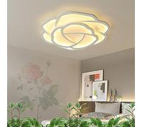 Luz de techo LED para dormitorio diseño de forma de flor creativa blanca contemporánea, lámpara de techo con control remoto regulable, lámpara de araña LED para sala de estar, comedor oficina, estudio