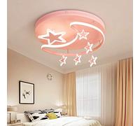 Luz de techo LED para guardería regulable con control remoto Diseño de estrella y luna Suspensión Lámpara de acrílico de metal Lámpara colgante para interiores Habitación de bebé Dormitorio Sala de