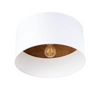 Luz De Techo Nestor De Madera Tela Blanca E27 Ø35 Cm Para Dormitorio Y Salón