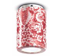 Luz de Techo Plafón Cerámica Ø 8,5CM H:12CM Rojo Blanco Pintado a Mano E14