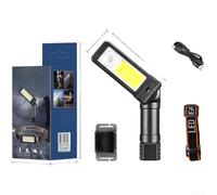 Luz de trabajo ajustable con doble LED y reflector COB, operación de manos de base magnética, recargable, múltiples modos de brillo y temperatura de color (BL-5301)