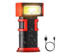 Luz de trabajo giratoria de 80 grados, luz de trabajo magnética, pantalla digital, lámpara de doble gancho, LED recargable tipo C | para detallar taller, mecánico, tienda debajo del capó, construcción