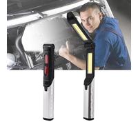 Luz de trabajo Lámpara LED recargable de taller 1500 lúmenes - Linterna portátil giratoria 180° 3 modos, con 3 zócalos magnéticos y ganchos luz mecánica, reparación de coches, garaje, taller, camping