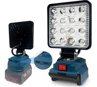Luz de Trabajo LED 48W 6000LM para Batería Bosch 18V, Linterna Inalámbrica con Puerto de Carga USB y Type C, Luces de Trabajo Portátiles Recargables con Protección Contra Bajo Voltaje para Obras