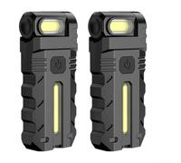 Luz de trabajo LED compacta giratoria de 180 grados con base magnética fuerte, puerto de carga USB, haz de mazorca brillante para espacios reducidos, inspección y uso de la bahía del motor (2 piezas)