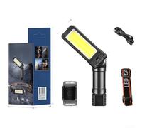Luz de trabajo LED con base magnética para un uso seguro de las manos, doble reflector COB y focos LED, rotación ajustable de 180 grados, puerto de carga (BL-5305)